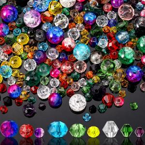 Sureio 1300 Pieces Crystal Glass Beads for Jewelry Making Suncatcher Faceted Bicone Assorted Loose Sparkly Beads for Bracelets Necklace Pendants Jewelry Making Supplies(Colorful)