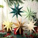 15 Pcs Christmas 3D 9 Pointed 12 Inch Paper Star Lanterns Hanging Lamp Paper Lantern Lamp Shade Sage Green Christmas Ornaments Estrellas De Papel Navidad for Birthday Party Decor Xmas Decorations