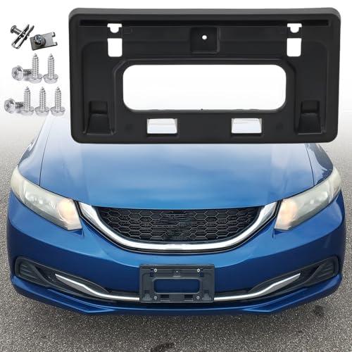 FASTCHE Front Bumper License Tag Plate Frame Bracket Holder Compatible with 2013 2014 2015 Honda Civic Front License Plate Bracket Replace # HO1068114 71145TR3A50