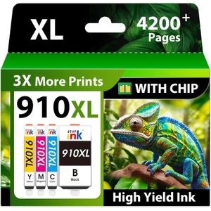 Starink Compatible 910XL Ink Cartridges for HP 910 Ink Replacement for HP 910XL Ink Cartridges Combo Pack Work with HP Officejet Pro 8020 8025 8028 8035 Officejet 8015 8010 Printers Ink, 4 Pack