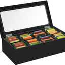 Tasybox Tea Bag Organizer, Acrylic Tea Box with Lid, Tea Packet Holder Storage Container for Home Decor