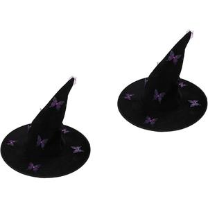 2pcs Halloween Witch Hat with Butterfly Wizard Cap Costume Accessories for Cosplay Party Favors