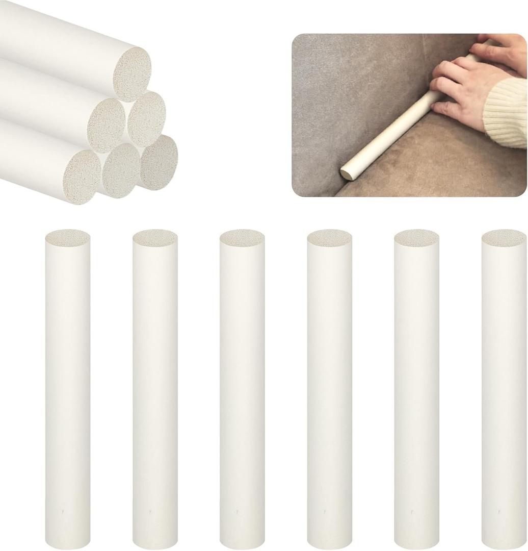 6 Pcs White Silicone Foam Strip Rods Sofa Cover Gap Filler Durable Non Deforming Sofa Slipcover Tuck Grips Slip Prevention 0.8 Inch Diameter Couch Cushion Stay Holder