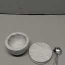 jalz jalz Marble Salt Holder Salt Box Spice keeper Black Big Salt Cellar Natural Material Salt Container Spice Cellar Large Capacity (White Cover White Base)