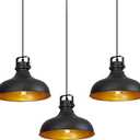 Black Farmhouse Pendant Lights Matte Pendant Lighting for Kitchen Island Industrial Adjustable Height Vintage Dome Hanging Light Fixtures for Barn, Dining Room 3 Packs
