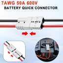 2Pcs 50A Battery Quick Connector, Anderson Connector 50A Kit, 7AWG 600V 1.64ft Battery Cables with M8 Terminal, Battery Quick Connector Waterproof for Battery Cars, Sightseeing Cars, Tractors, Motors