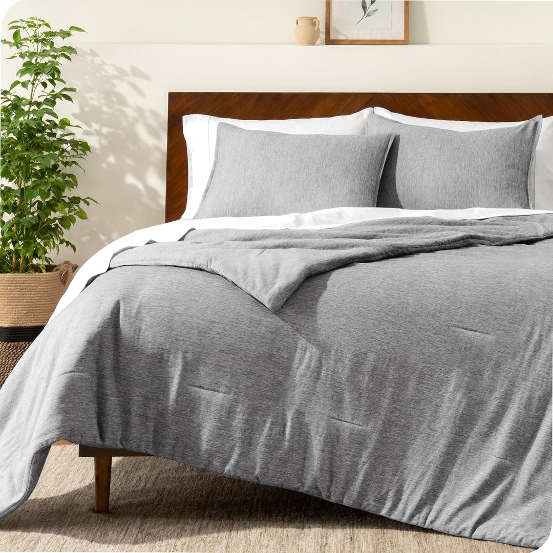 Bare Home Comforter Set - Queen Size - Ultra-Soft - Goose Down Alternative - Premium 1800 Series - All Season Warmth (Queen, Heathered Pewter)
