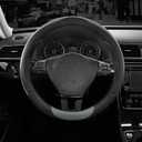 Road Comforts Steering Wheel Cover, Breathable Anti-Slip Leather Steering Wheel Cover, Universal Fit 14.515 Inch, Comfortable Grip - Gray Color