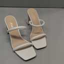 Athlefit Women's Square Open Toe Two Strap Heeled Sandals Slip On Block Chunky Heels Sandals