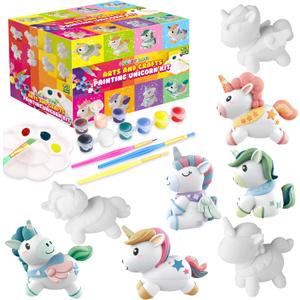 SpringFlower Unicorn Gift Toys for 3 4 5 6 7 8 Years Old Girls - Girls Arts and Crafts Painting kit Including 8 Cute Looking Unicorn Figures, DIY Creative Christmas Gift for Kids