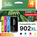 902XL Ink Cartridge Combo Pack for HP 6958 6970 Printer Compatible for HP 902 HP902 XL HP902XL to Office Jet 6978 6968 6960 6975 6956 6961 6963 6964 6962 6950 6954 6951 Black Cyan Magenta Yellow