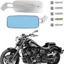8mm/10mm Black Rectangle Motorcycle Rear view Side Mirrors for Cruiser Chopper Honda Kawasaki Suzuki Yamaha (Silver)
