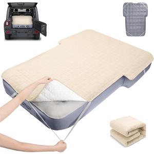 Car Air Mattress Sheet, Cotton-Lined SUV Fitted Sheet, Ultra Soft TPU Waterproof Car Bed Sheet Fits SUV Air Mattress (Khaki)