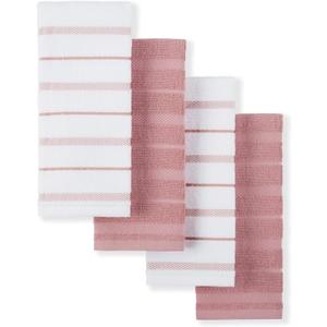 KitchenAid Albany Kitchen Towel 4-Pack Set, Dried Rose/White, 16"x26"