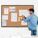 Cork Board Bulletin Board 36 x 48, Foldable Notice Pin Board for Wall, Black Aluminum Framed 4x3 Corkboard, Large Wall Mounted Office Board with 36 Push Pins for School & Home