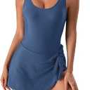 Eomenie One Piece Swimdress Swimsuits for Women Tummy Control Swim Dresses Skirt Bathing Suit (Large)