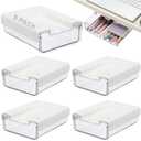 RHBLME 5 Pack Under Desk Drawer, Under Shelf Drawers Slide Out Self-Adhesive Standing Desk Drawer Attachment, Plastic Workspace Organizers for Office Home School