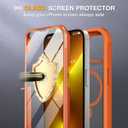Miracase for iPhone 13 Pro Case 6.1",Full-Body Protection,Clear Bumper Case with Built-in 9H Tempered Glass Screen Protector,Military-Grade Drop Protection Outdoor Phone Case for iPhone 13 Pro, Orange