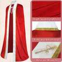 3 Pieces Halloween King Cloak Crown Wand Costume Set For Adult And Children Prince or Queen Robe Red Cloak Cape And Crown Headband For Halloween Cosplay Party (For-Adult)