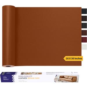 Leather Repair Patch Tape Kit, Self-Adhesive Leather & Vinyl Repair for Furniture, Couch, Sofa, Car Seats, Office Chair - 30inx16in (Light Brown)