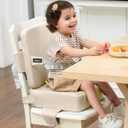 HOMEAL Toddler Booster Seat for Dining Table - Toddler Dining Cushion with Wipeable Surface -Booster Seat for Kitchen Chair with Easy-Install Straps - Breathable Fabric - Beige