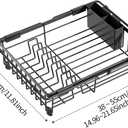 Expandable in Sink Dish Drying Rack - Adjustable Capacity Over The Sink Dish Drainer Drying Rack with Utensil Holder for Kitchen Counter, Drying Rack for Small Space,14.37-21.06L x 11.81W x 3.74D