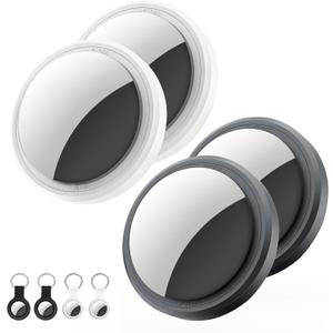 4-Pack Air Tracker Tags Compatible with Apple Find My (iOS Only), Bluetooth Tracker, Smart Keys Finder and Item Locator with Waterproof Case for Wallet Luggage Backpack (2B2W)