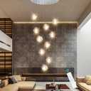 Modern Chandeliers for Dining Room Adjust High Ceiling Chandelier Light Fixtures Entrance LED Dimmable Ceiling Pendant Drops Light Remote Lights for Living Room Stairwell 2700K 6000K (Silver)