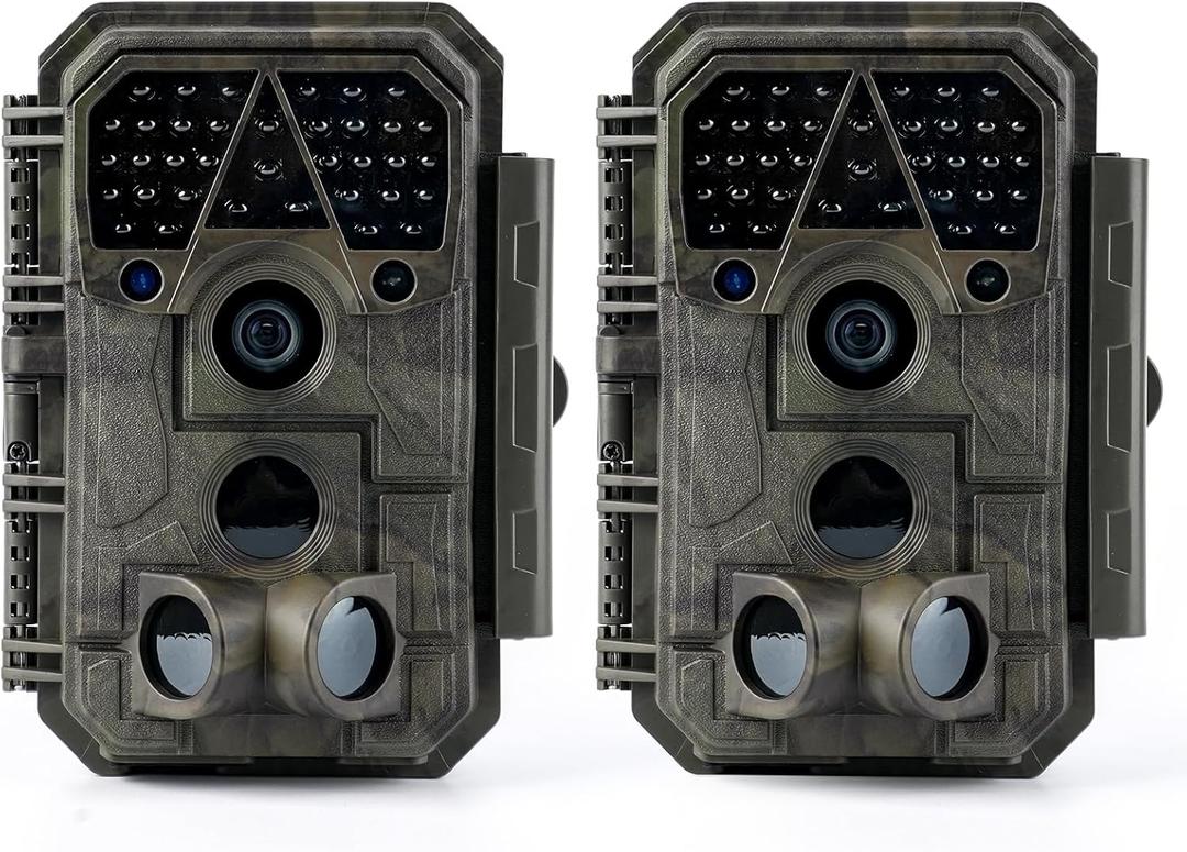 Meidase 2 Pack (Non-Cellular, Non-WiFi) Trail Camera P70, 64MP 1296p, No-Glow IR Night Vision, Motion Activated, Waterproof, Game Camera