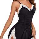 Avidlove Womens Lingerie Nightgowns for Women Soft Sexy Ruched Babydoll Lingerie (Medium, Black and White)