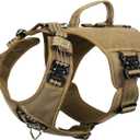 ICEFANG GN8 Tactical Dog Harness with 4X Metal Buckles for Medium Sized Dogs,Reflective in Training Walking K9 Vest,No-Pull Front Leash Clip,Adjustable Pet Harness (Brown, Medium (Pack of 1))