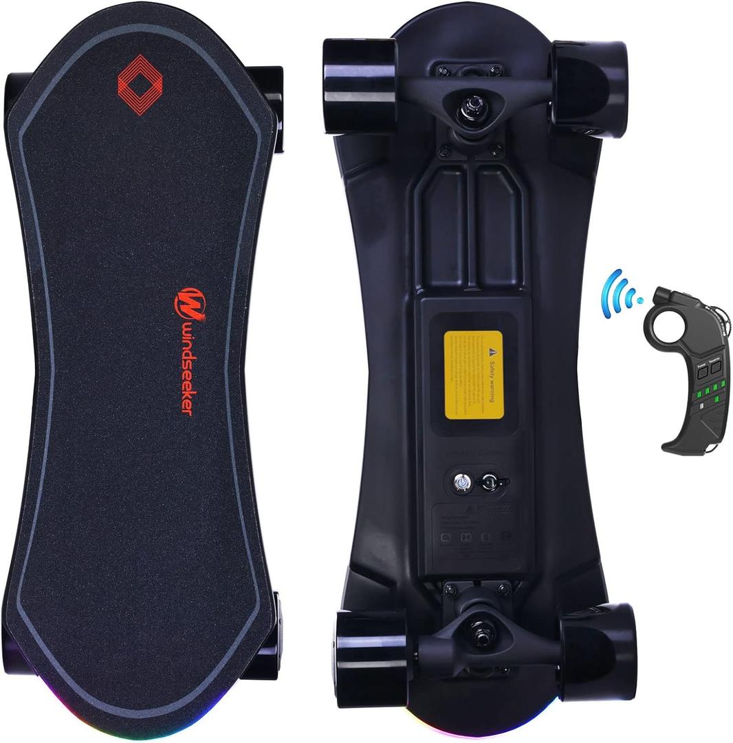 Electric SkateboardElectric Skateboard with Remote Control for Beginners, 350W Brushless Motor, Max 9.3 MPH, Dino & Skater Plus E-Skateboard, 2000/2600mAh Longer Range for Kids, Teens and Students