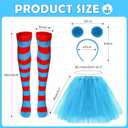 3 Piece Tulle Tutu Costume Set for Women Include Striped Knee Socks, 3 Layered Tulle Tutu Skirt, Pom Pom Headband (Adult, Green)