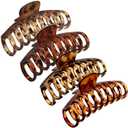 OWIIZI Large Hair Claw Clips for Women 4.3" Matte Leopard Jumbo Hair Clips Non-Slip Ponytail Barrette Strong Hold Claw Clips for Girls Long Thick Hair (4Packs)