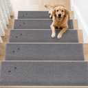 BEQHAUSE Stair Treads for Wooden Steps 28inX9in, Non Slip Carpet Stair Treads Indoor Stair Runners Machine Washable, Soft Stair Rugs Mat Surface Polyester TPE Backing, 15pcs, Grey
