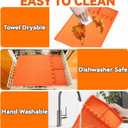 Silicone Grill Mat with Drip Pad, Premium Blackstone Griddle Accessories for Outdoor Grill Kitchen Counter, Heat-resistant BBQ Accessories for Side Shelf (Orange)