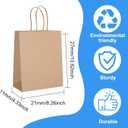 OCEUMAOA 50Pcs Brown Paper Bags with Handles Kraft Paper Gift Bags Bulk Shopping Bag Small Gift Business Goody Grocery Craft Bag 8.27x4.33x10.63 Inch