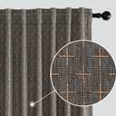 MIULEE Decorative Back Tab Linen Curtains with Geometric Pattern for Living Room Bedroom Farmhouse Rustic Thick Woven Textured Patterned Mudcloth Drapes 90 Inch Long 2 Panels Set, Dark Grey