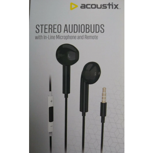 Acoustix Stereo Earbuds with In-Line Microphone and Remove Black