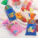 Glenmal 100 Pcs English Teacher Party Gift Bags Cartoon Enlightened Teacher Birthday Party Decorations Cellophane Treat Bags with Twist Ties for Goodie Candy Snack Birthday Classroom Decor Supplies