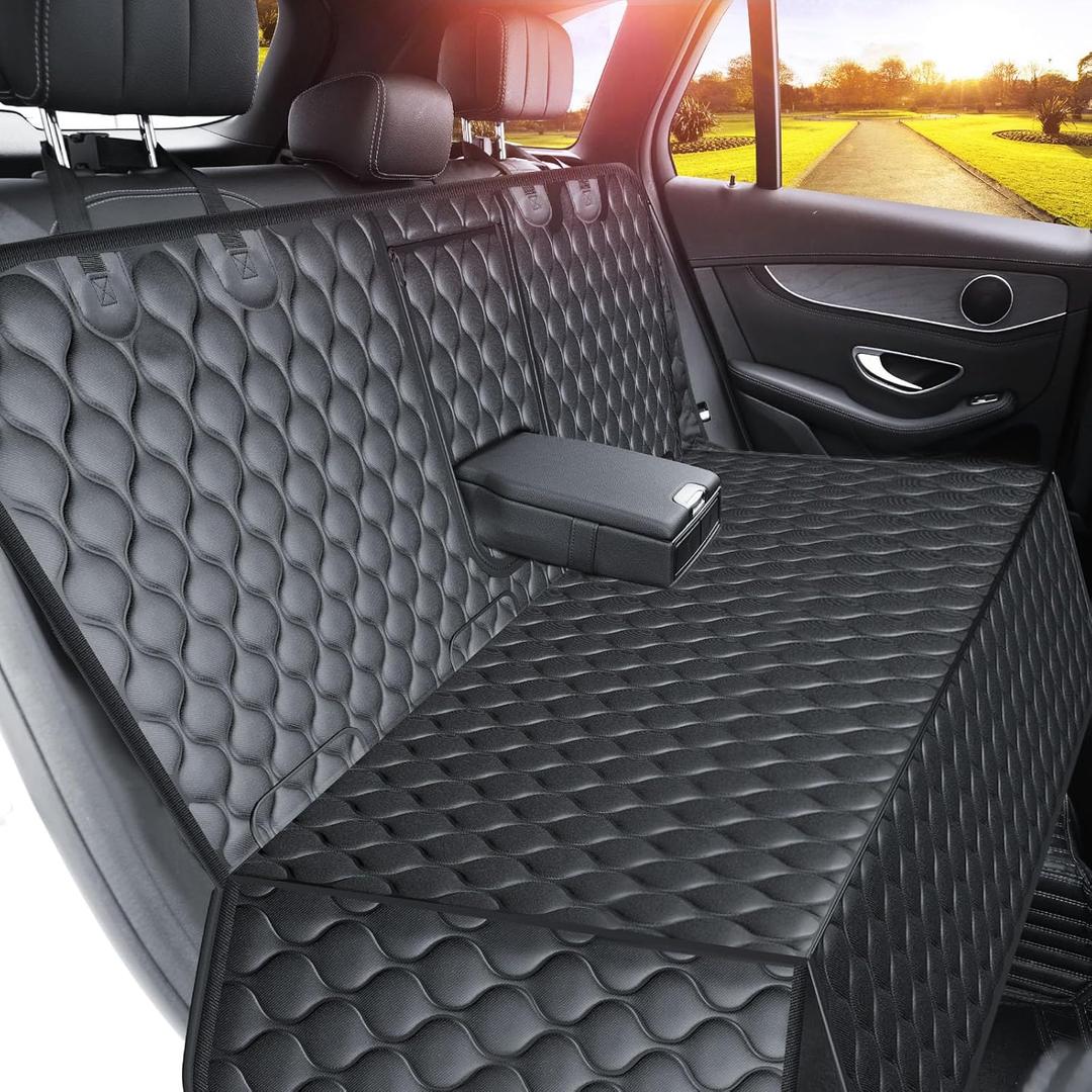 URPOWER Dog Car Seat Cover for Back Seat - Waterproof Bench Seat Cover Fits Middle Armrest for Cars, SUVs & Small Trucks, Nonslip Backseat Dog Covers Rear Seat Protector for Pets and Child (Standard (56" x 52"))