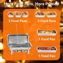 9Qt Chafing Dishes for Buffet, 4 Pack Silver 304 Stainless Steel Chafing Dish Sets, Food Warmers for Parties, Complete Buffet Servers and Warmers with Multiple Size Pans to Keep Food Warm