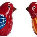 Bico Red Spring Bird Salt and Pepper Shaker Set, Handpainted, Dishwasher Safe, House Warming Wedding Anniversary Birthday Christmas Gift