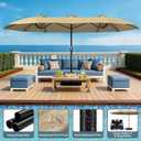 HOPERAN 15FT Double-Sided Outdoor Patio Umbrella with Base Included