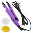 Zhehao Fusion Hair Extensions Tool Us Plug Professional Hair Extensions Tools U Tip Professional Fusion Heat Iron Connector Wand with 2 Bags Keratin Glue Granule Beads(Purple,a Head)
