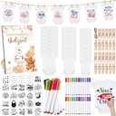 Panitay 126 Pcs Baby Shower DIY Bodysuit Set Bib 25 Blank White Newborn Bodysuit 25 Stencils 24 Marker 1 Sign 50 Pins(Bear)