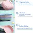 6 PCS 5.7inch/14.5cm Square Lightweight Wheat Straw Plates, Deep Dinner Dishes, Camping Dinnerware for Serving pasta fruit(Blue)