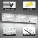 Bathroom Crystal Vanity Light Fixtures, Modern LED Vanity Light for Bathroom, 3 Lights Crystal Mirror Front Lamp, 6000K Cool White, 18W, Dia 22 Inch ETL Listed, 3 Light Cold White Dimmable