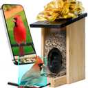 ABRCT Smart AI Bird Feeder with Camera Solar Powered, Fine Wood Camera Birds Feeder Outdoors, 10000+ Species Identify&Auto Capture, CCPA Data Protection, Ideal Gift for Bird Lovers(Metal Top)