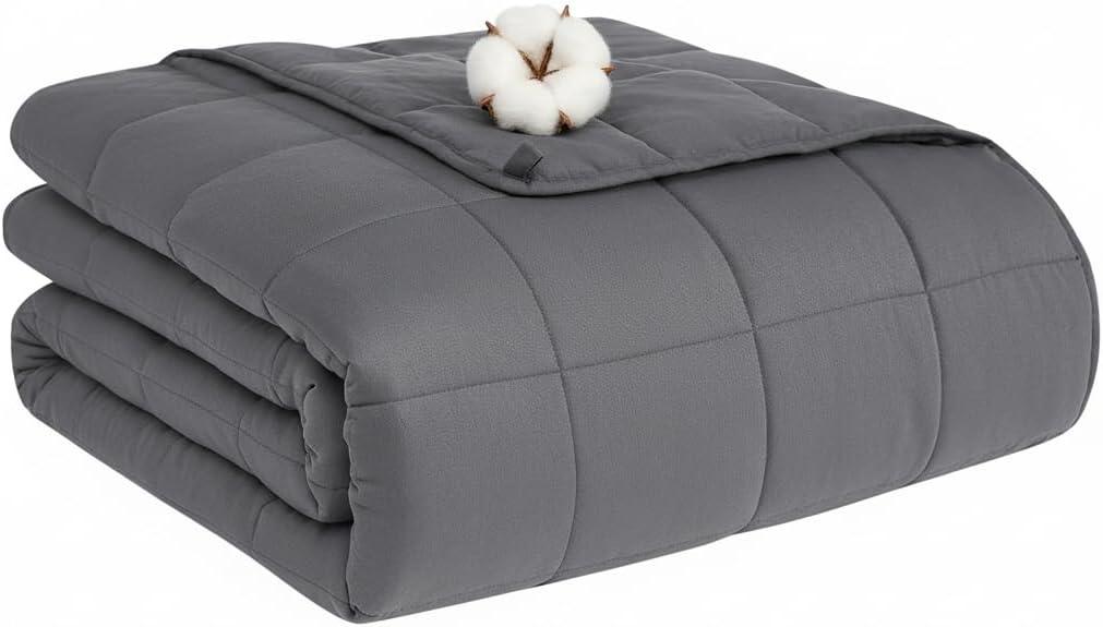 Smart Queen Weighted Blanket for Adults (5 lbs, 41"x 60", Throw Size), Soft Heavy Throw Blanket for Napping, Bed & Fall Season, Machine Washable, Soft Cotton